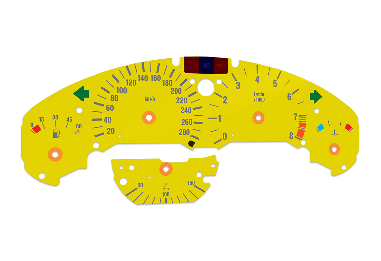 BMW M3 E36 Yellow - Speedometer Dials Gauges