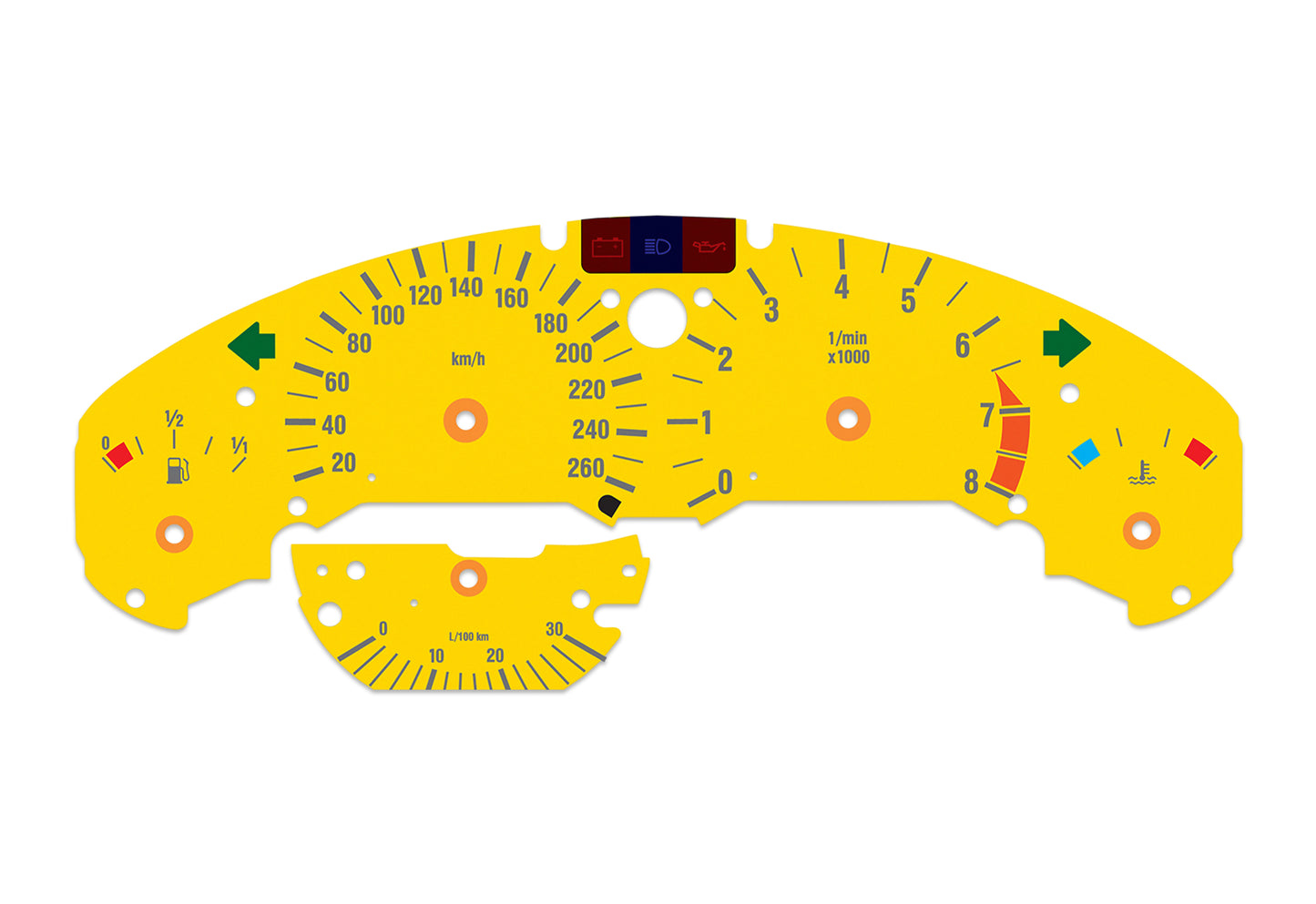 BMW M3 E36 Yellow - Speedometer Dials Gauges
