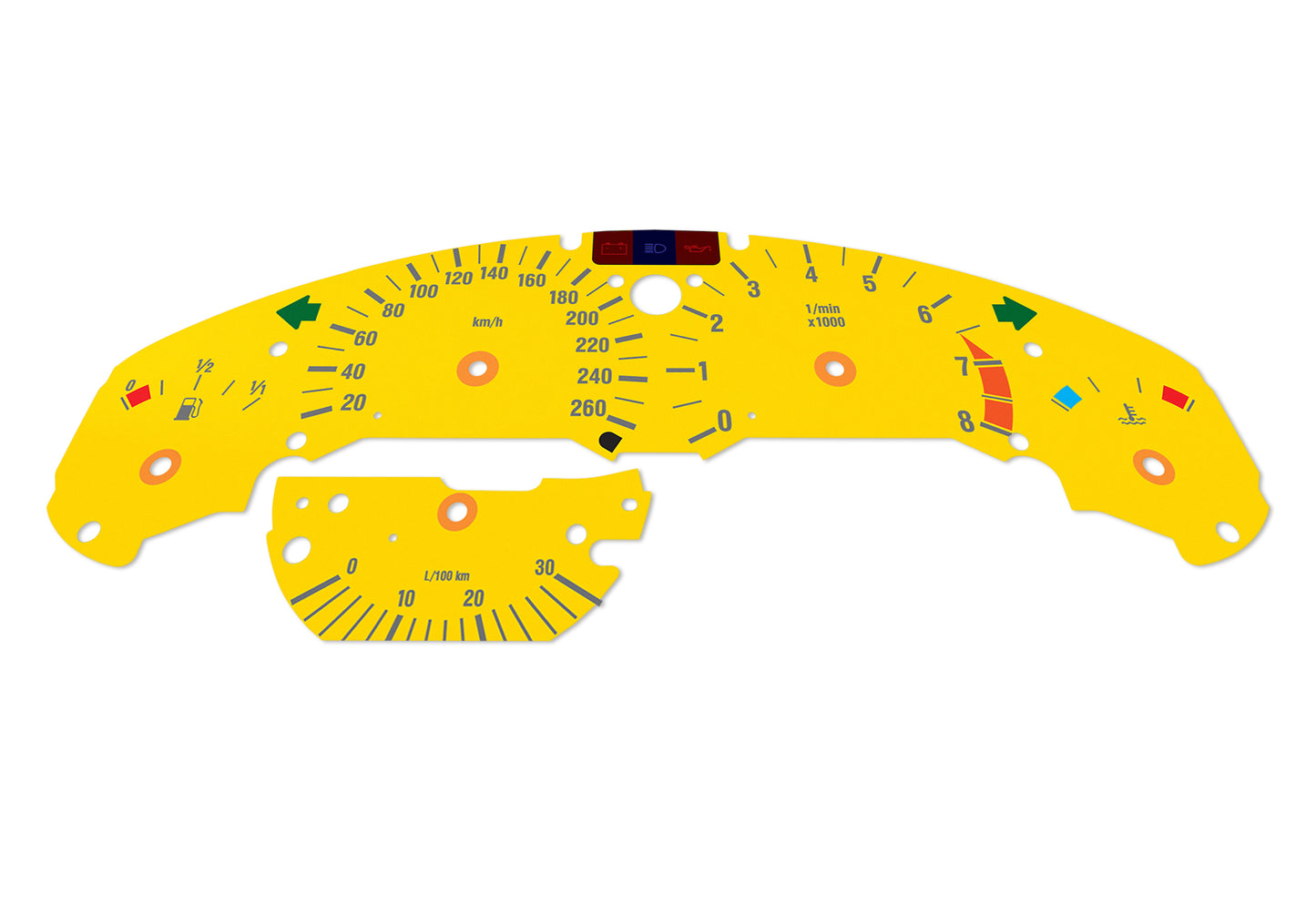 BMW M3 E36 Yellow - Speedometer Dials Gauges