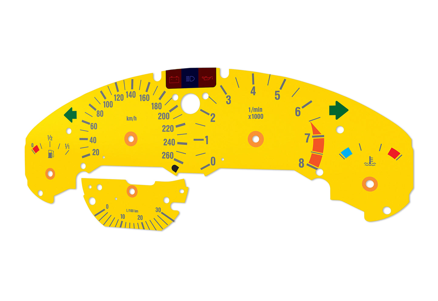 BMW M3 E36 Yellow - Speedometer Dials Gauges