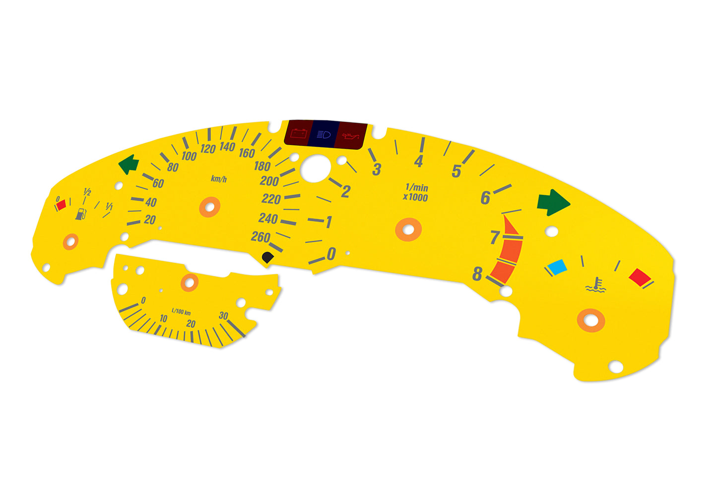 BMW M3 E36 Yellow - Speedometer Dials Gauges