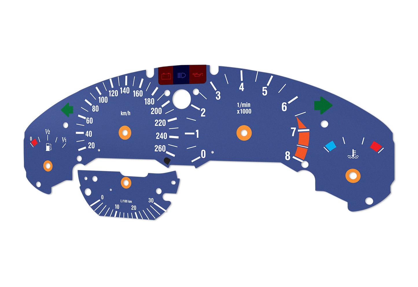 BMW M3 E36 Blue - Speedometer Dials Gauges