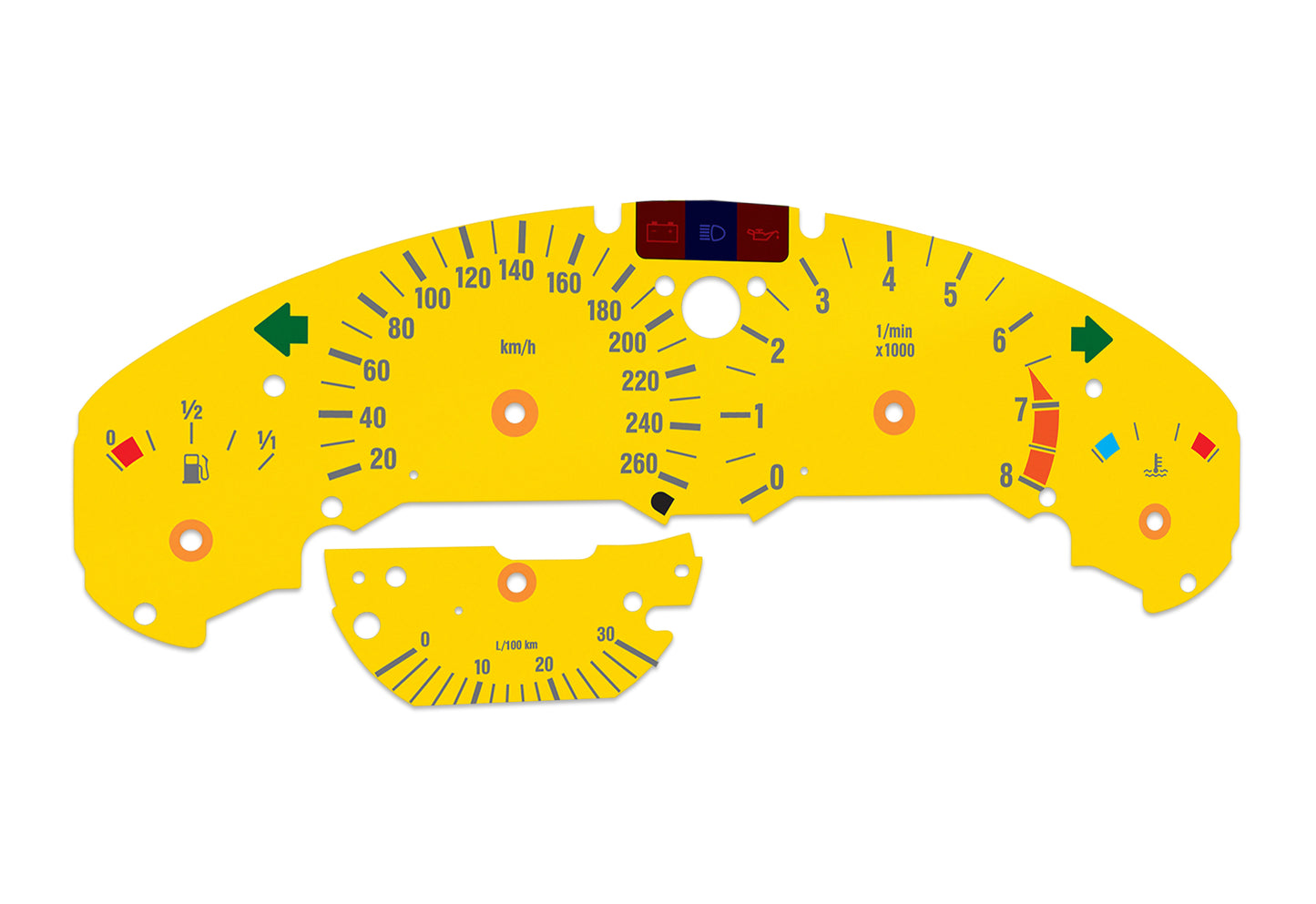 BMW M3 E36 Yellow - Speedometer Dials Gauges
