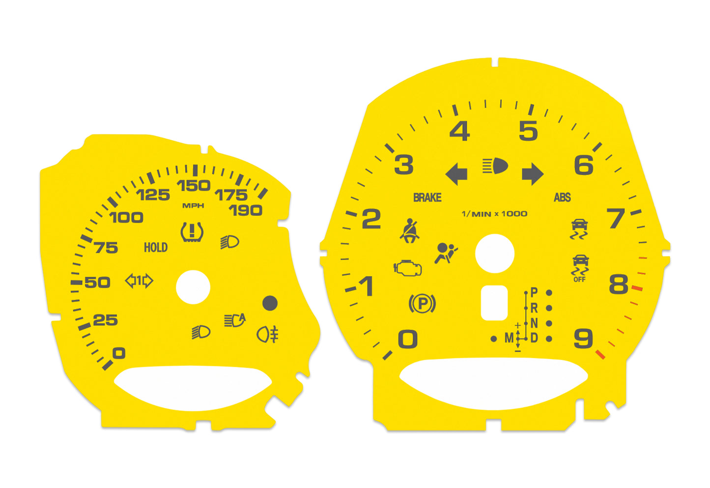 Porsche Boxster 981, 982, 718 Yellow - Speedometer Dials Gauges
