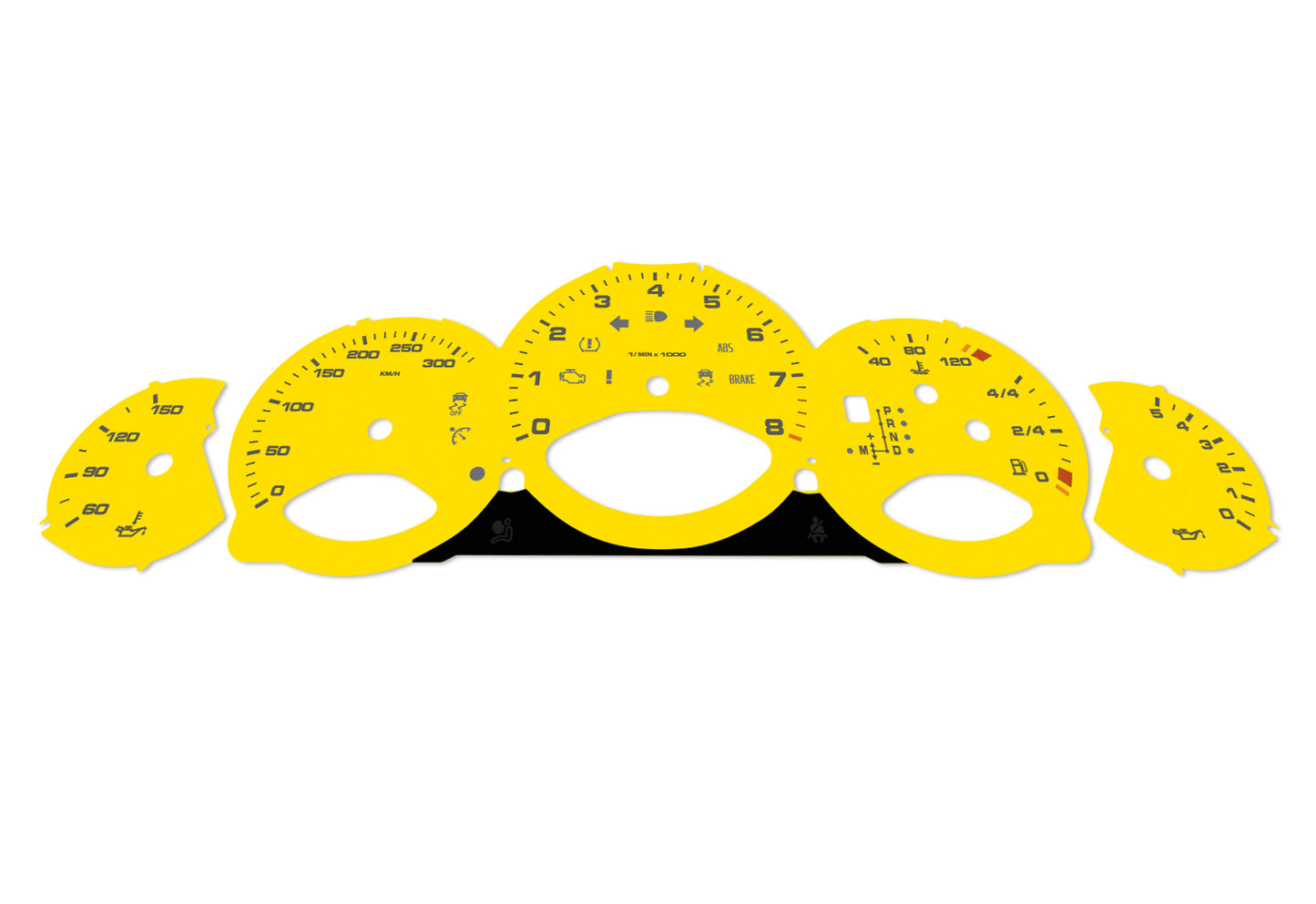 Porsche Carrera 911 997.2 Yellow - Speedometer Dials Gauges