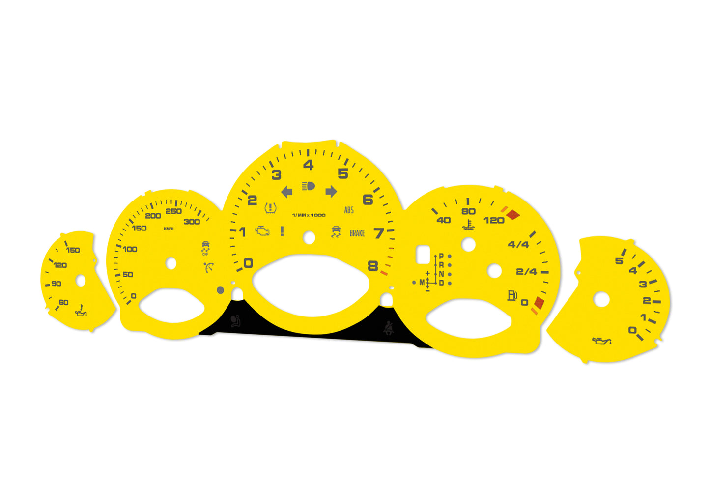 Porsche Carrera 911 997.2 Yellow - Speedometer Dials Gauges