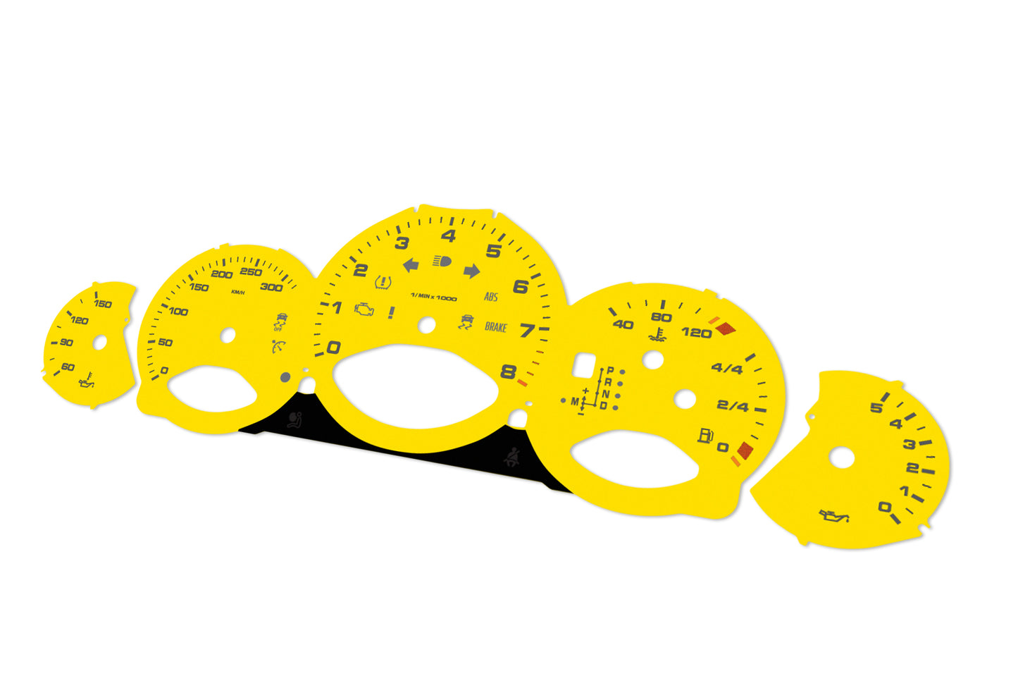 Porsche Carrera 911 997.2 Yellow - Speedometer Dials Gauges