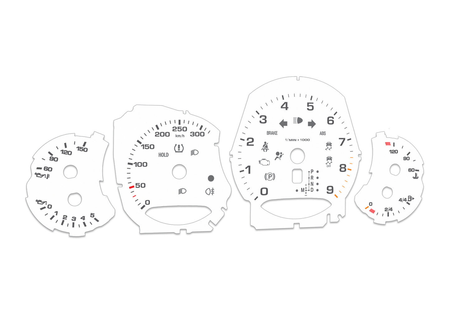 Porsche Carrera 911 991 White - Speedometer Dials Gauges