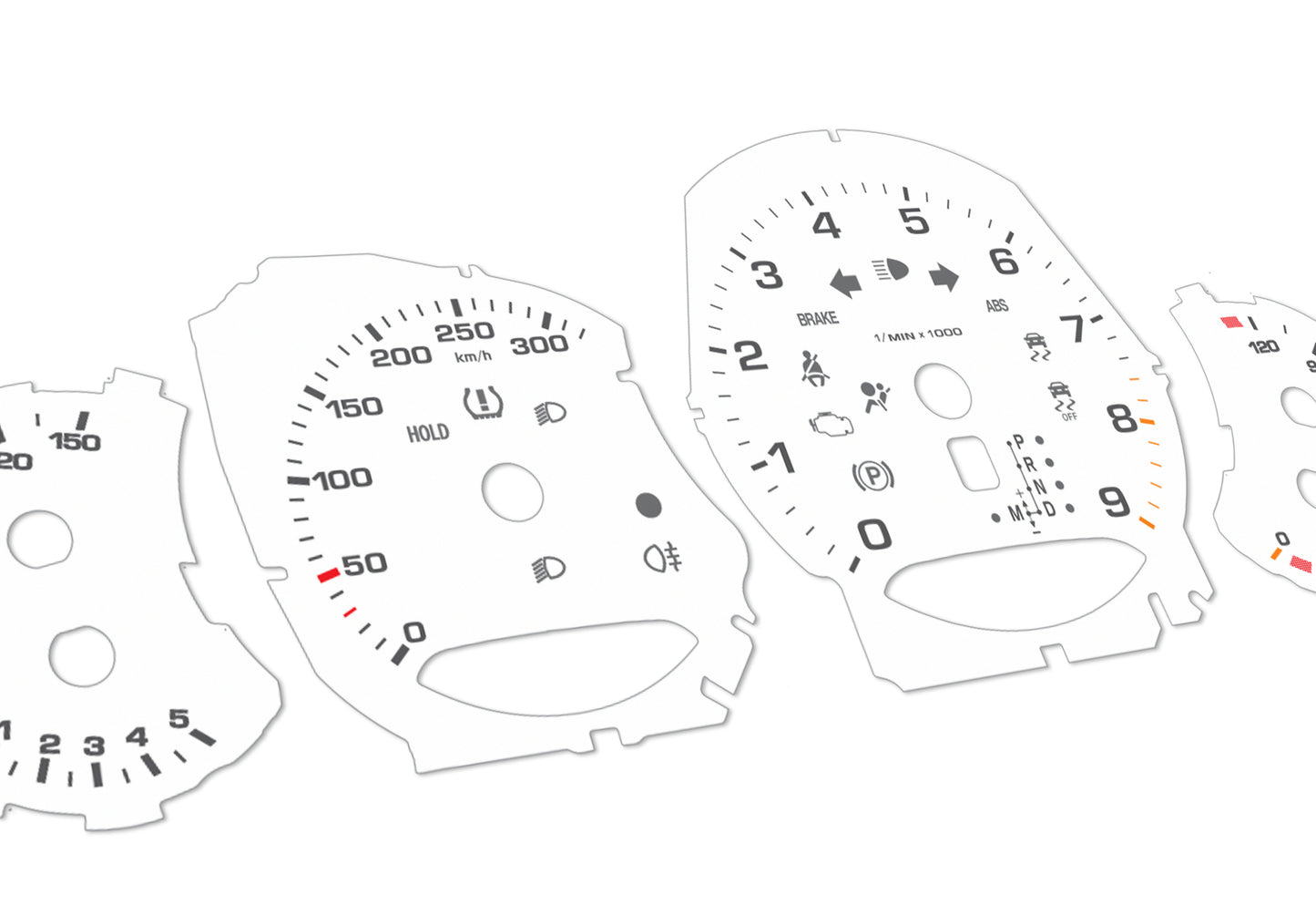 Porsche Carrera 911 991 White - Speedometer Dials Gauges