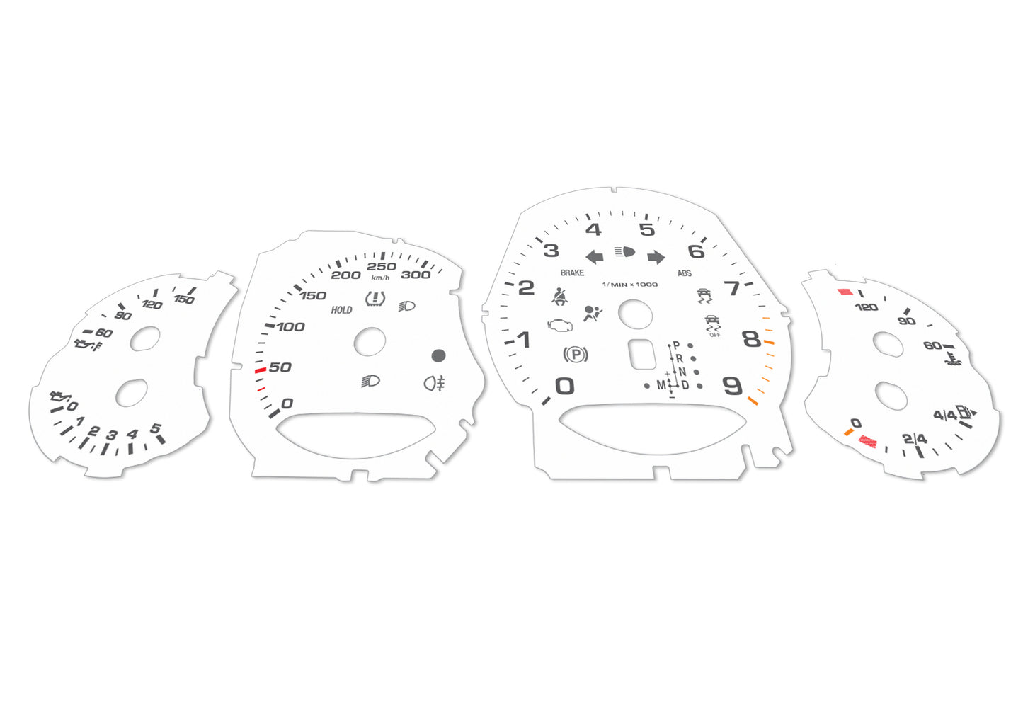 Porsche Carrera 911 991 White - Speedometer Dials Gauges