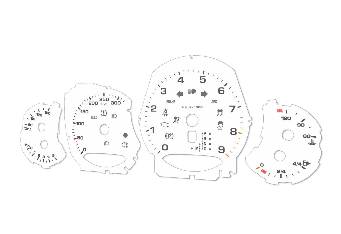 Porsche Carrera 911 991 White - Speedometer Dials Gauges
