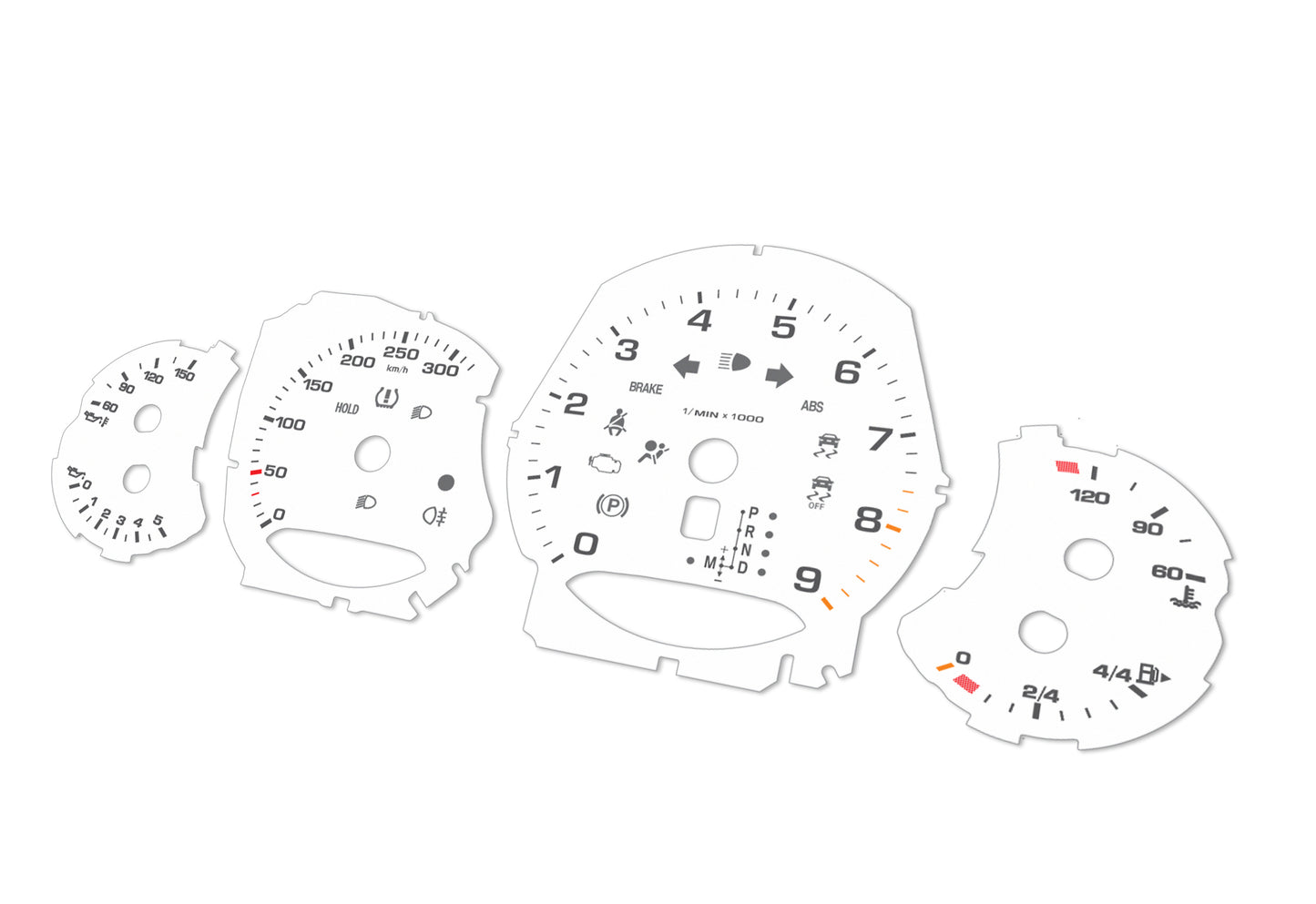 Porsche Carrera 911 991 White - Speedometer Dials Gauges