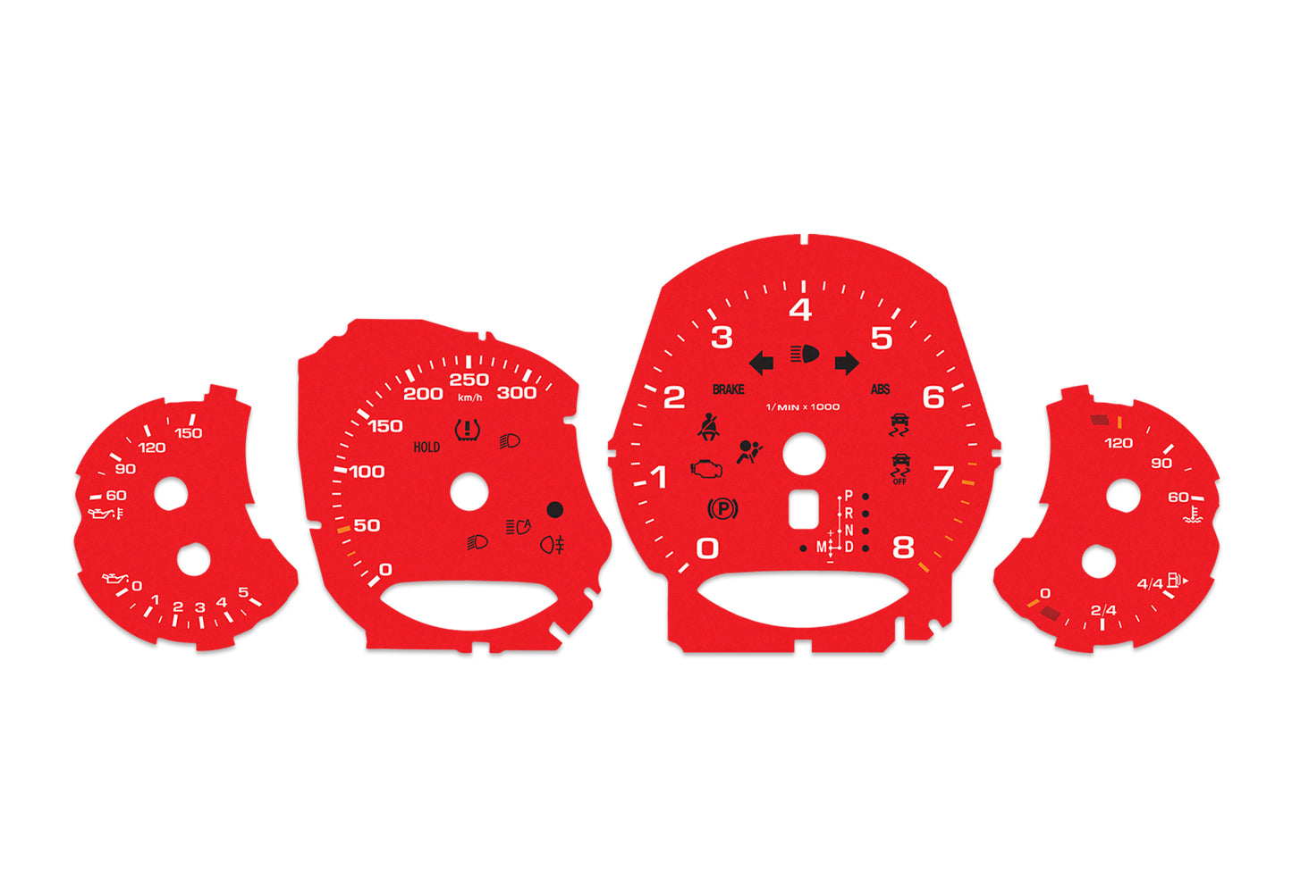 Porsche Carrera 911 991 Red - Speedometer Dials Gauges