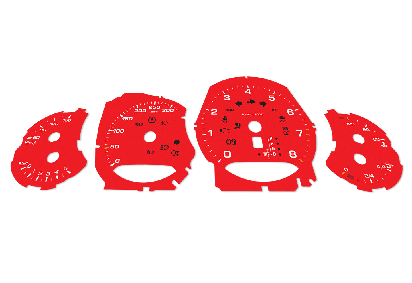Porsche Carrera 911 991 Red - Speedometer Dials Gauges