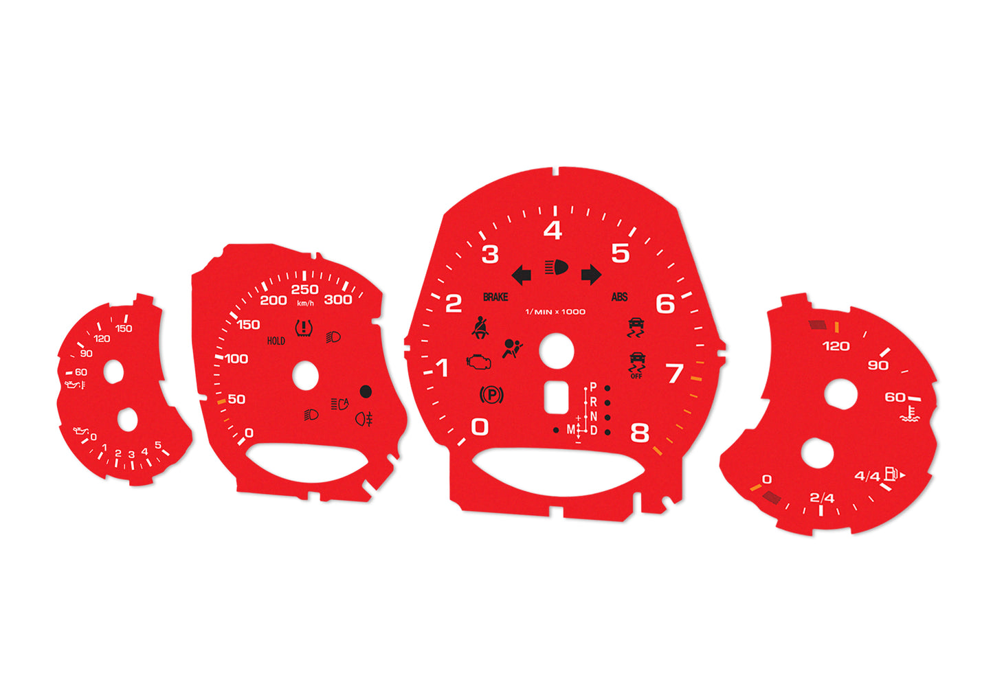 Porsche Carrera 911 991 Red - Speedometer Dials Gauges