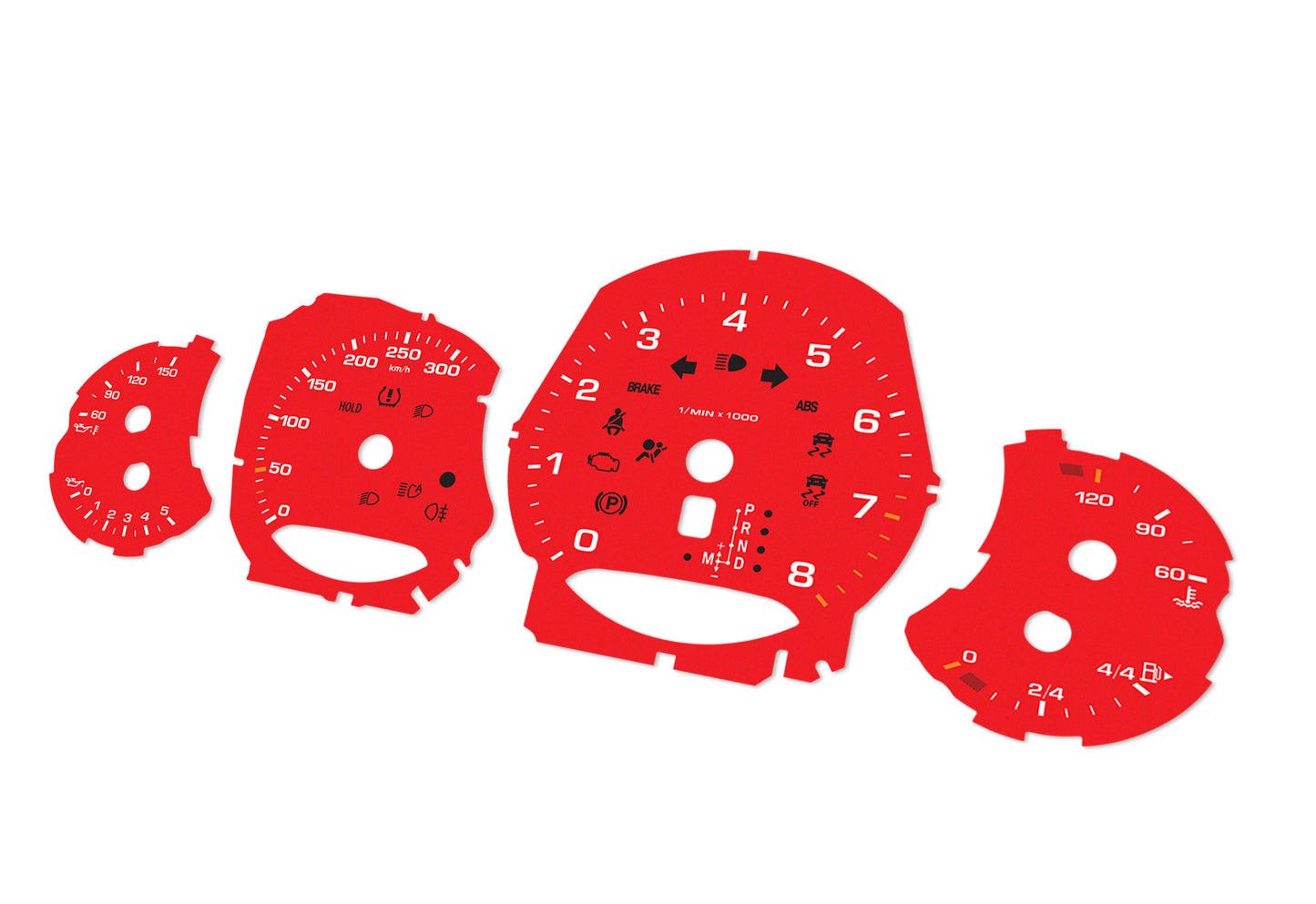 Porsche Carrera 911 991 Red - Speedometer Dials Gauges