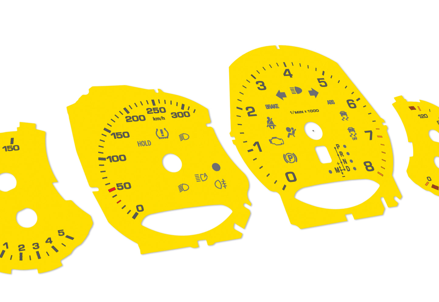 Porsche Carrera 911 991 Yellow - Speedometer Dials Gauges