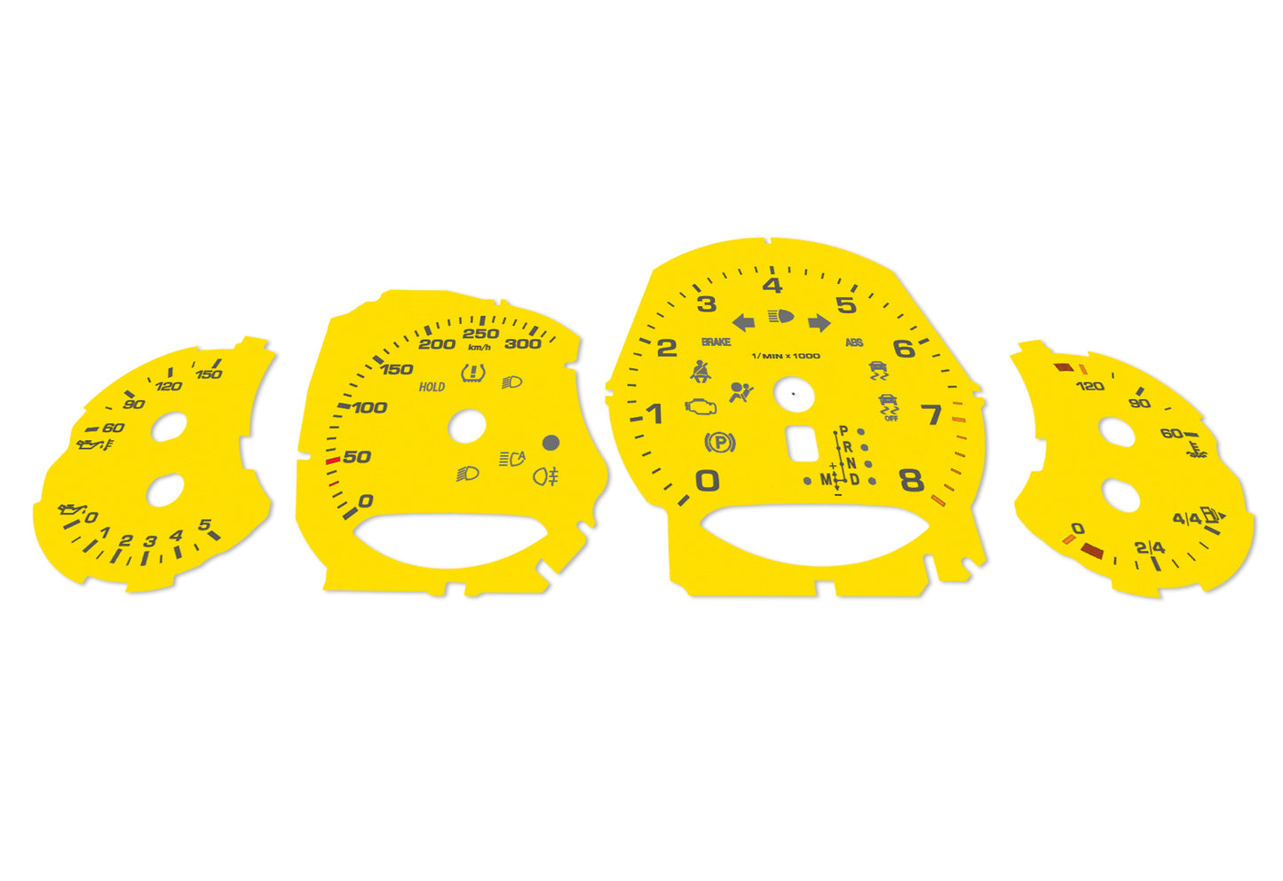 Porsche Carrera 911 991 Yellow - Speedometer Dials Gauges