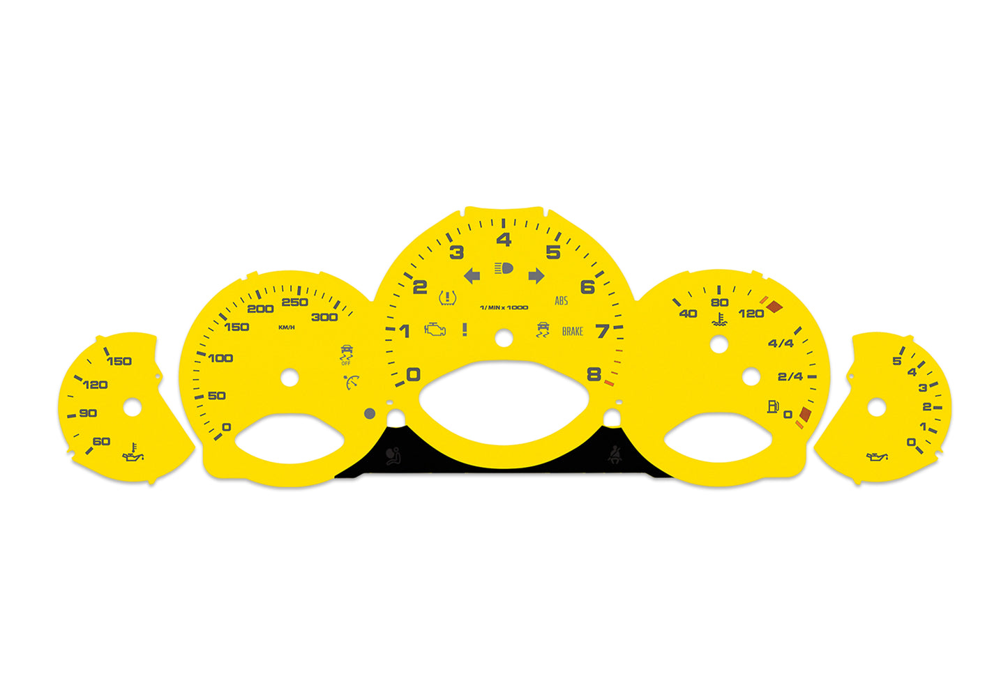 Porsche Carrera 911 997.2 Yellow - Speedometer Dials Gauges