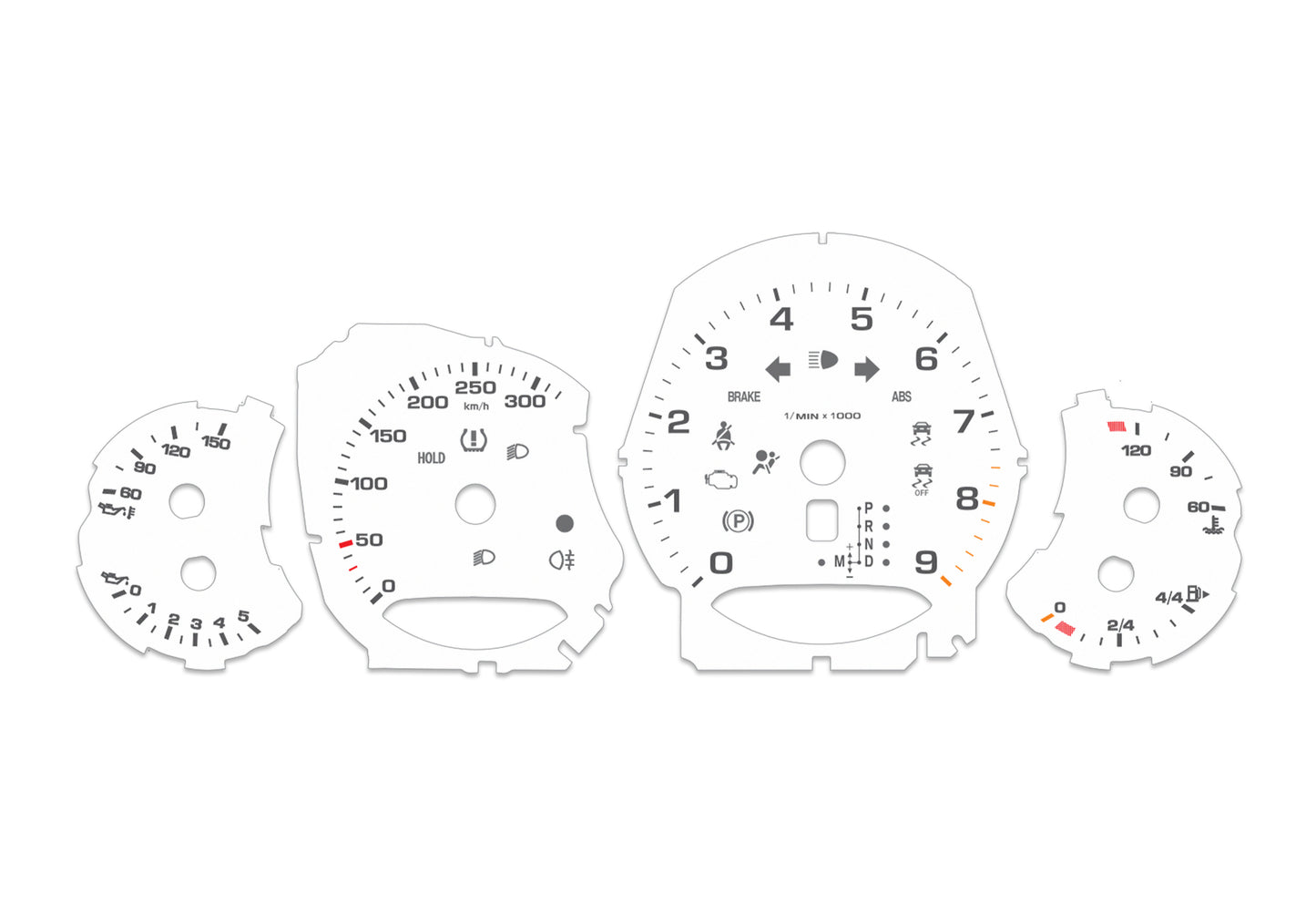 Porsche Carrera 911 991 White - Speedometer Dials Gauges