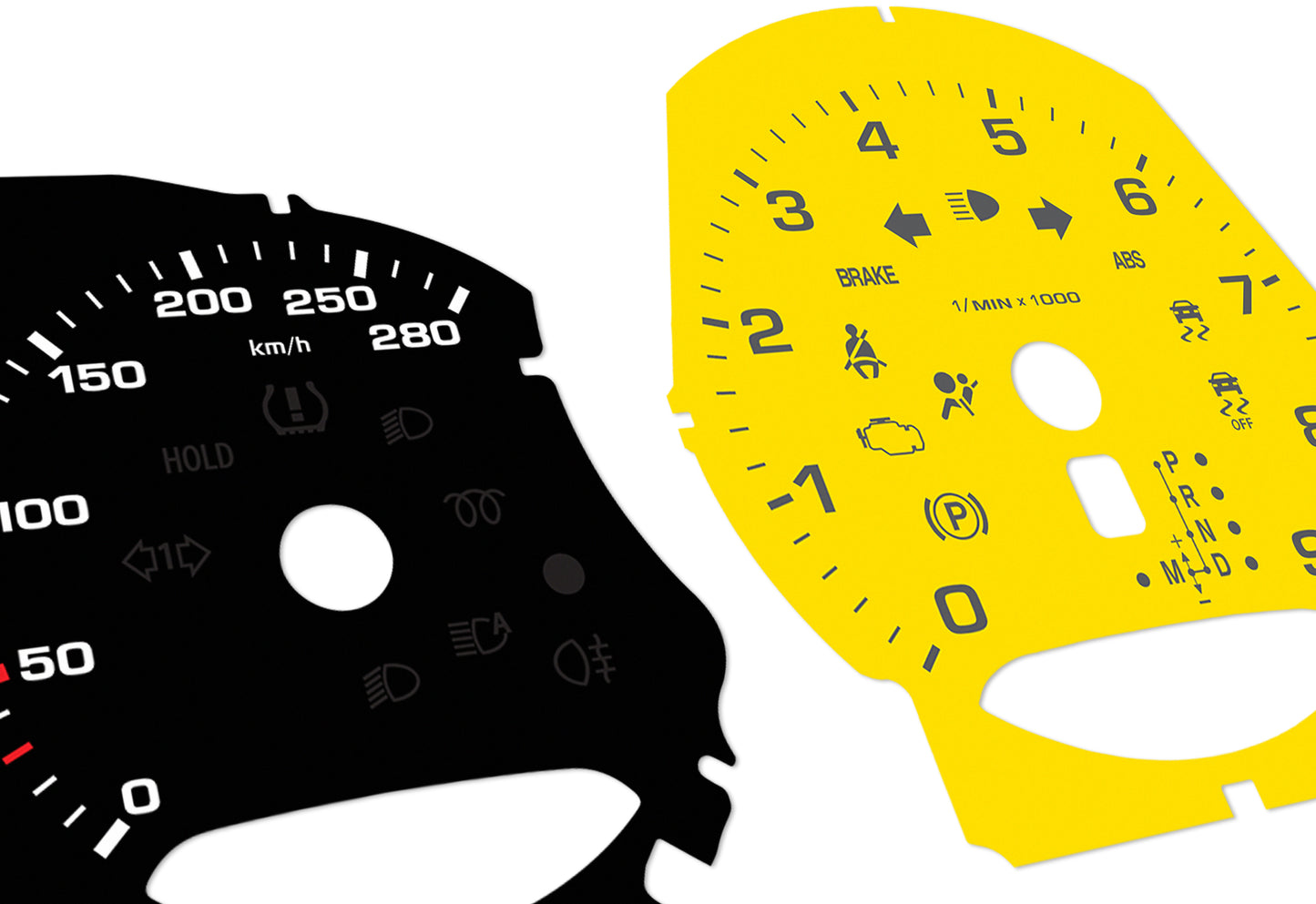 Porsche Boxster 981, 982, 718 Black/Yellow - Speedometer Dials Gauges