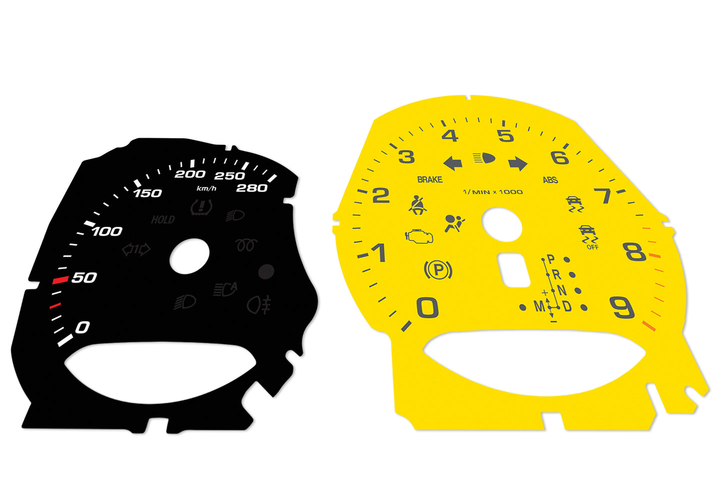 Porsche Boxster 981, 982, 718 Black/Yellow - Speedometer Dials Gauges