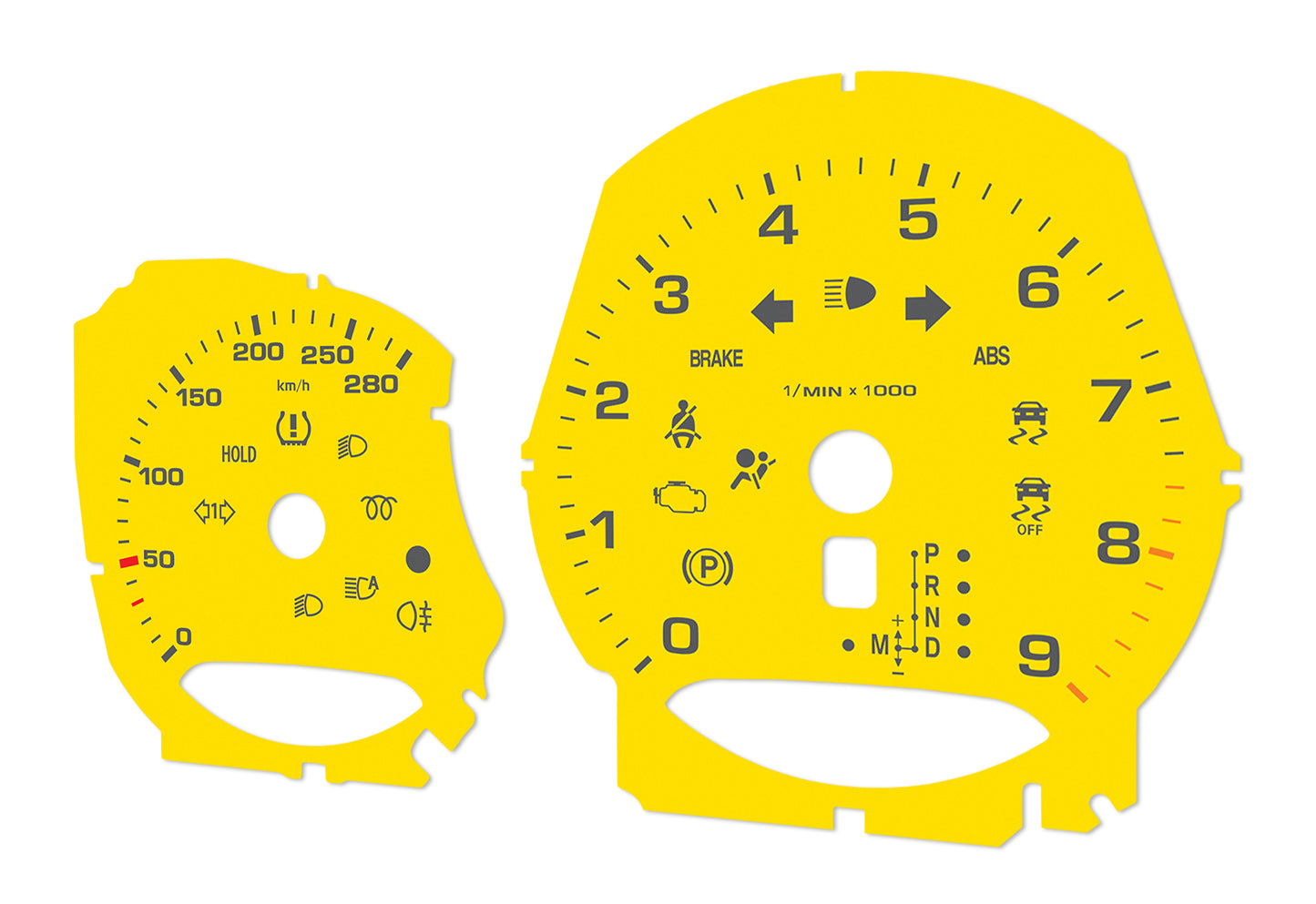 Porsche Boxster 981, 982, 718 Yellow - Speedometer Dials Gauges