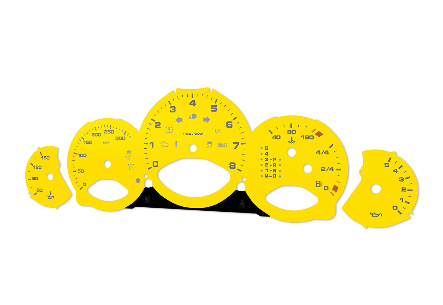 Porsche Carrera 911 997.1 Yellow - Speedometer Dials Gauges
