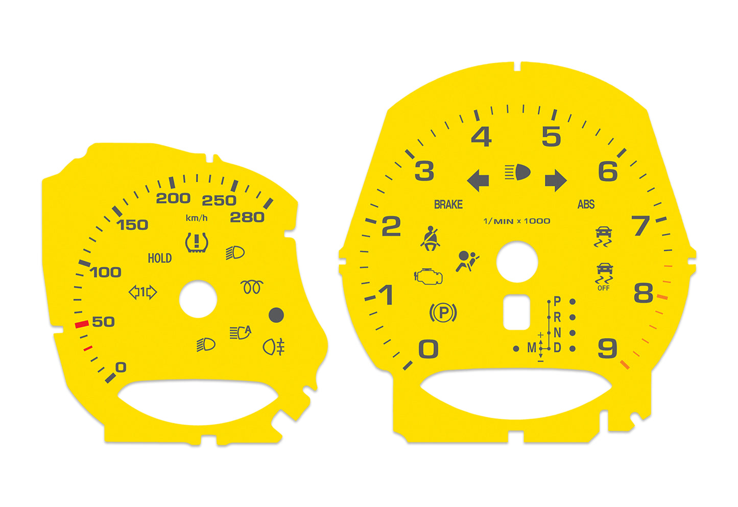Porsche Boxster 981, 982, 718 Yellow - Speedometer Dials Gauges