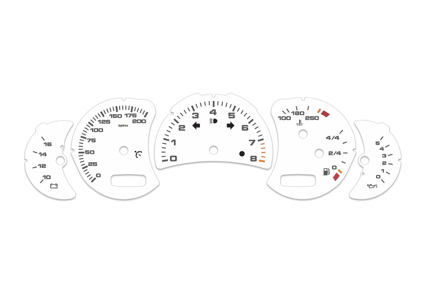 Porsche Carrera 911 996.2 White - Speedometer Dials Gauges