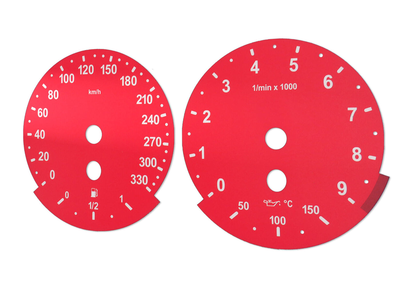 For BMW M5, M6, E60, E63 RED - Speedometer Dials from MPH to Km/h Gauges