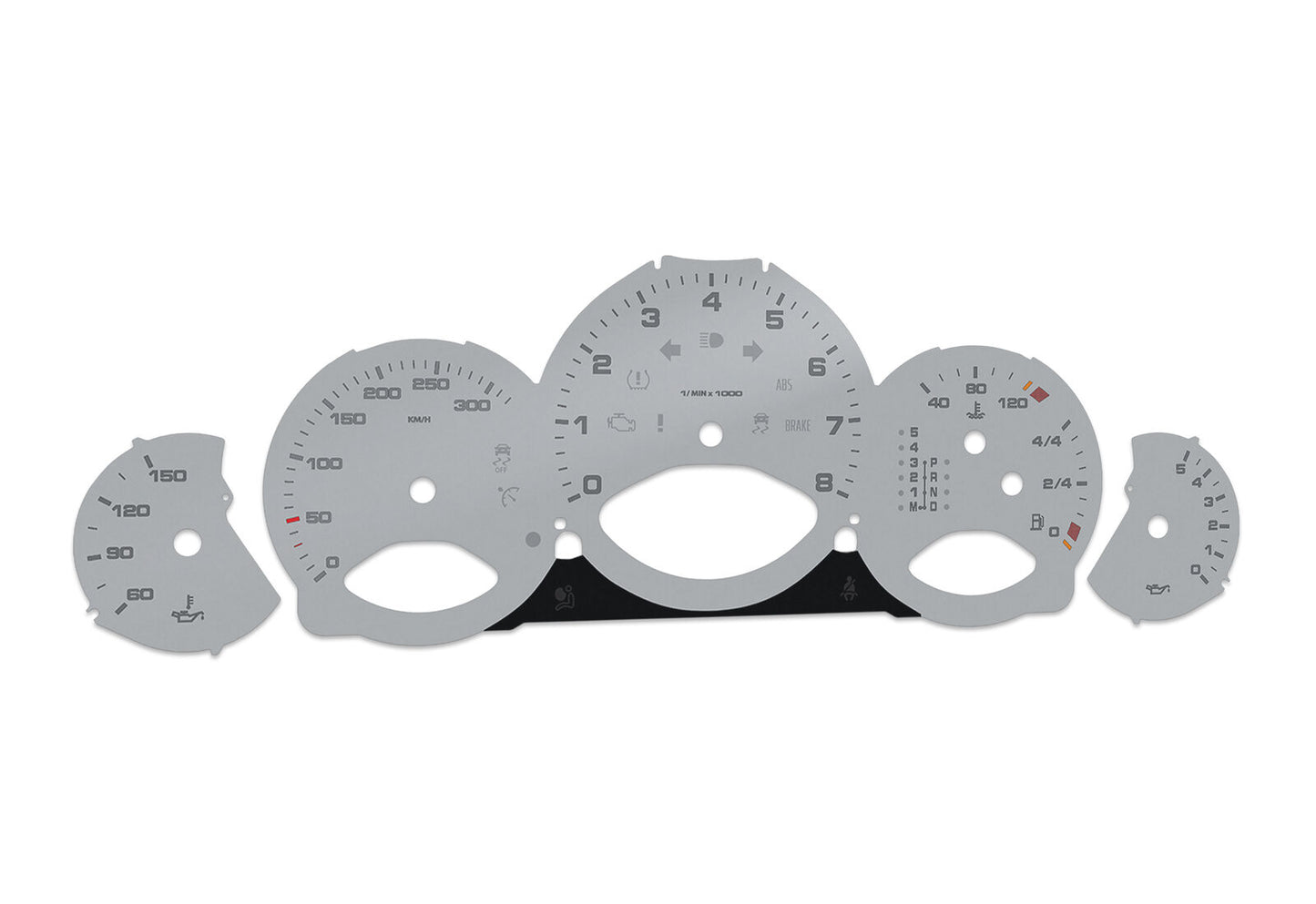 For Porsche Carrera 911, 997 Grey - Speedometer gauges from MPH to km/h Gauges