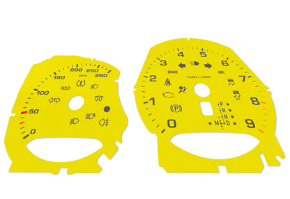 Porsche Boxster 9k rpm Yellow - Speedometer gauges from MPH to km/h Gauges