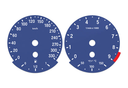 BMW E90, E92 M3 Blue - Speedometer dials MPH to Km/h Gauges