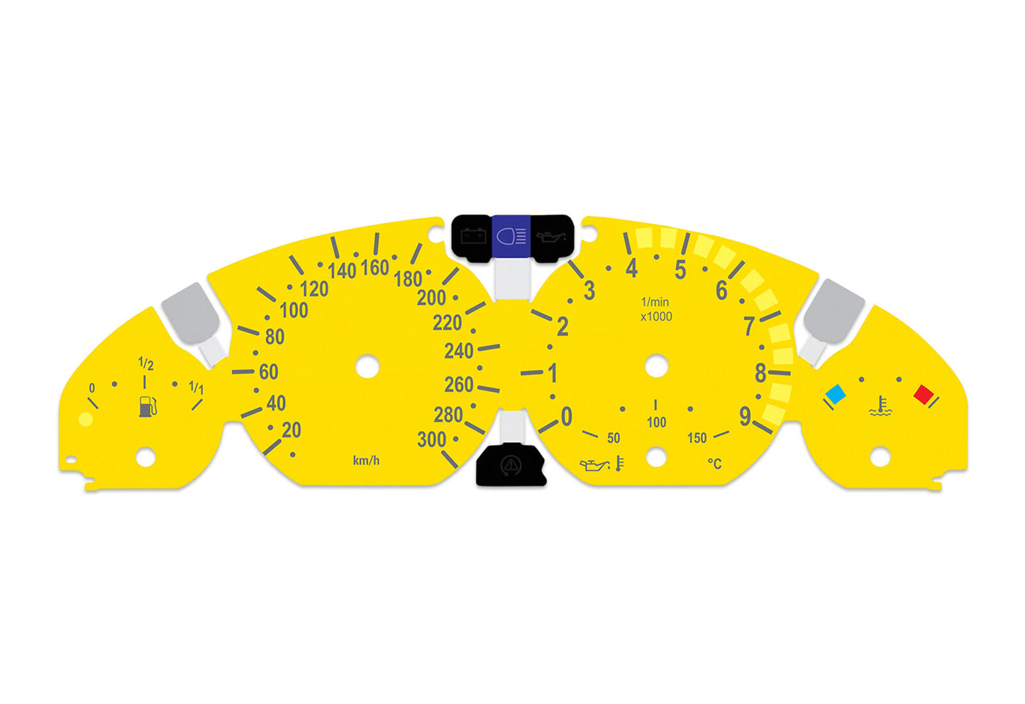 For BMW M3 E46 Yellow - Speedometer Dials from MPH to Km/h Cluster Gauges