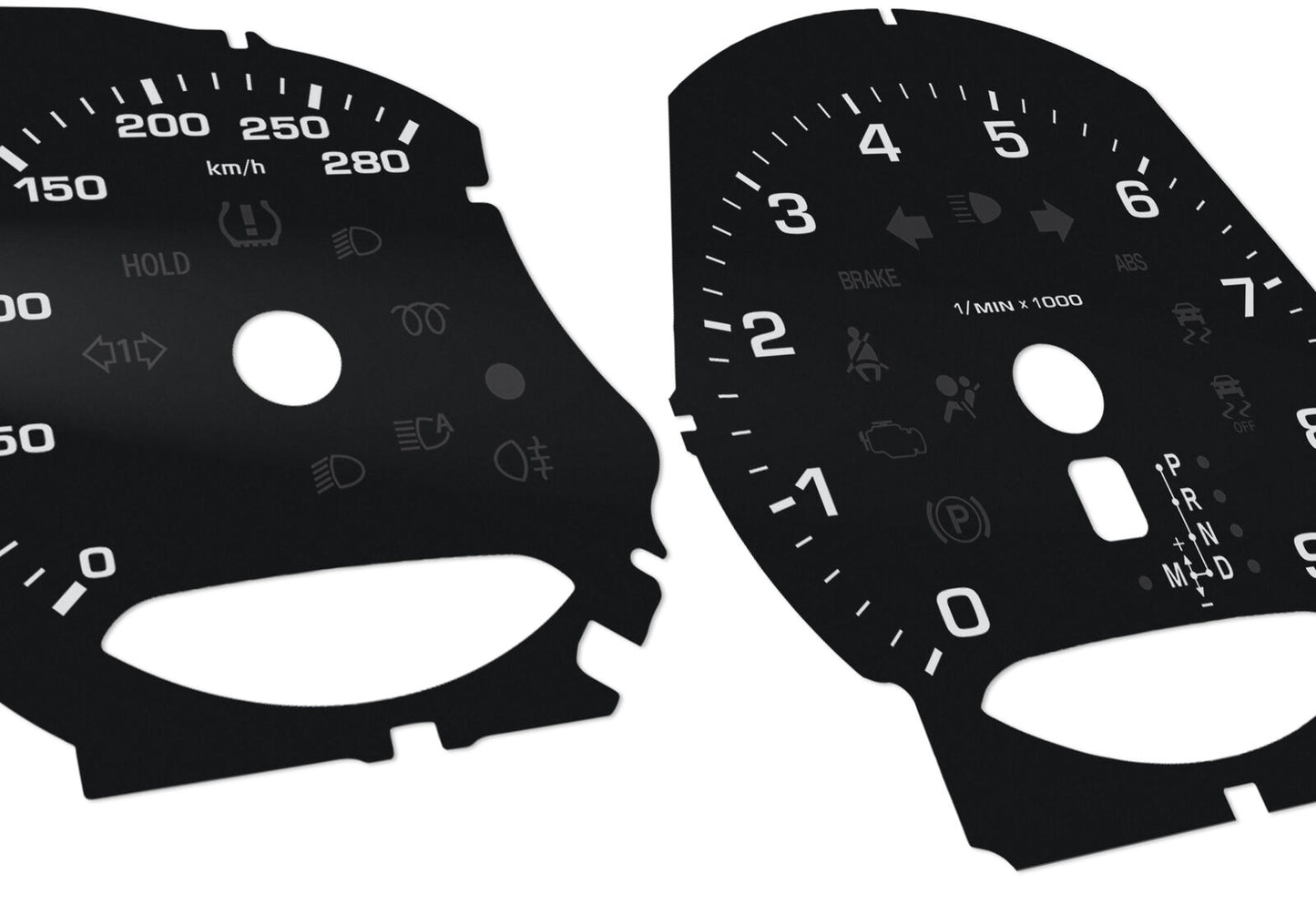 Porsche Boxster 9k RPM  - Speedometer dials MPH to KM/H Gauges