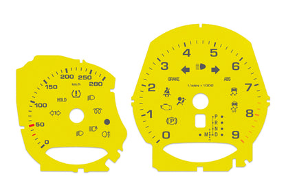 Porsche Boxster 9k rpm Yellow - Speedometer gauges from MPH to km/h Gauges