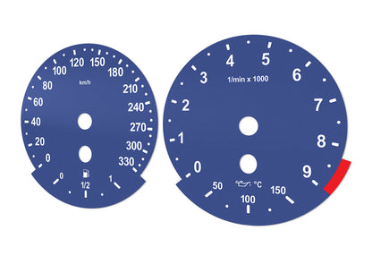 For BMW M5, M6, E60, E63 BLUE - Speedometer Dials from MPH to Km/h Gauges