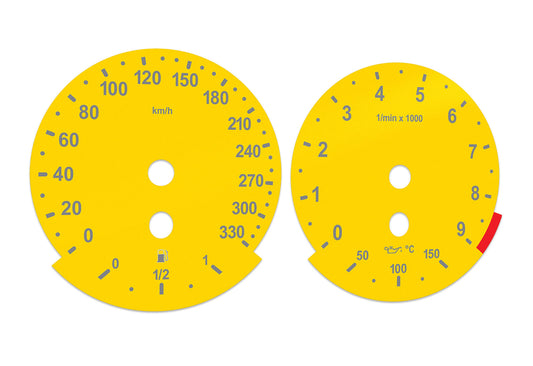 For BMW M5, M6, E60, E63 YELLOW - Speedometer Dials from MPH to Km/h Gauges