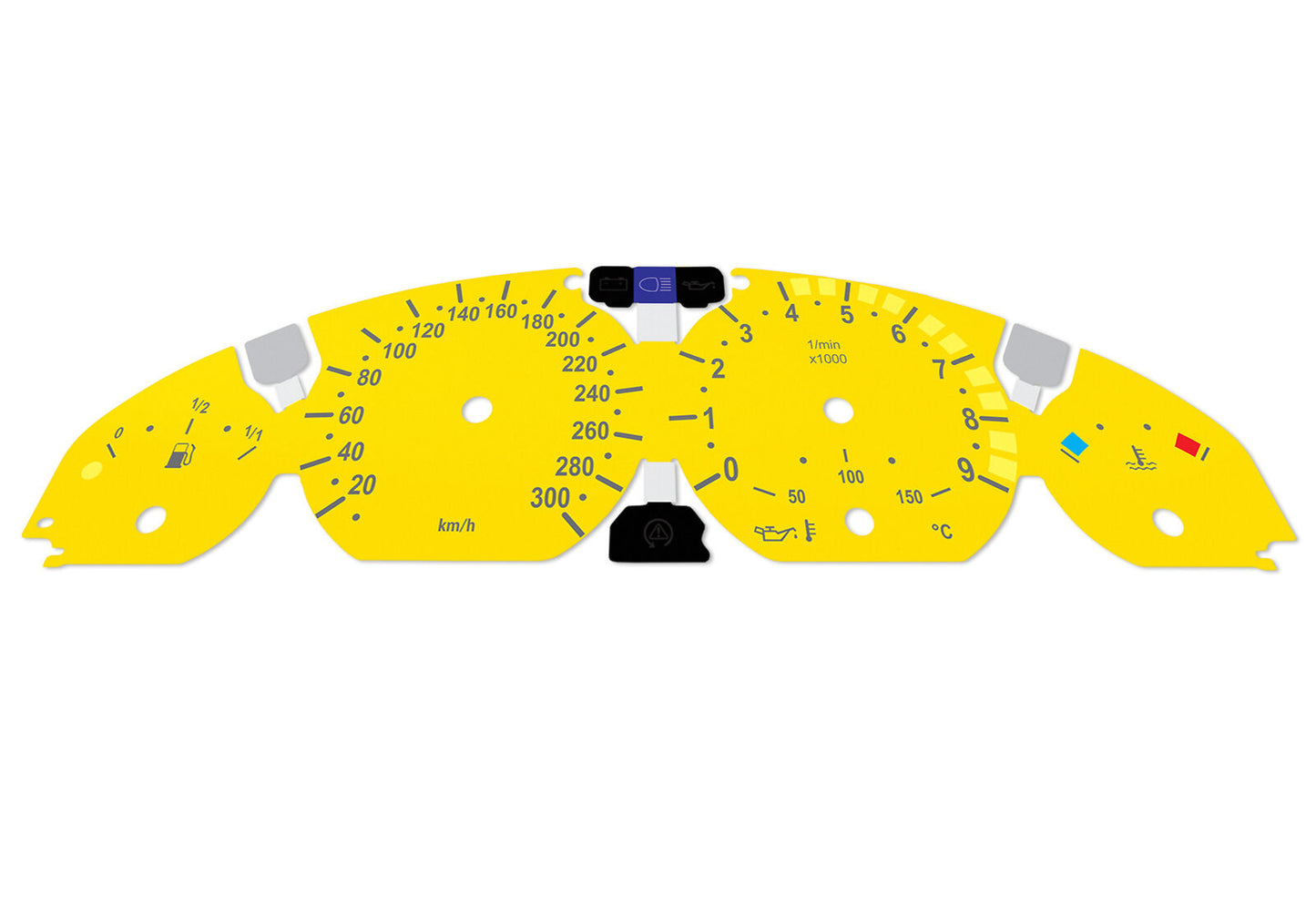 For BMW M3 E46 Yellow - Speedometer Dials from MPH to Km/h Cluster Gauges