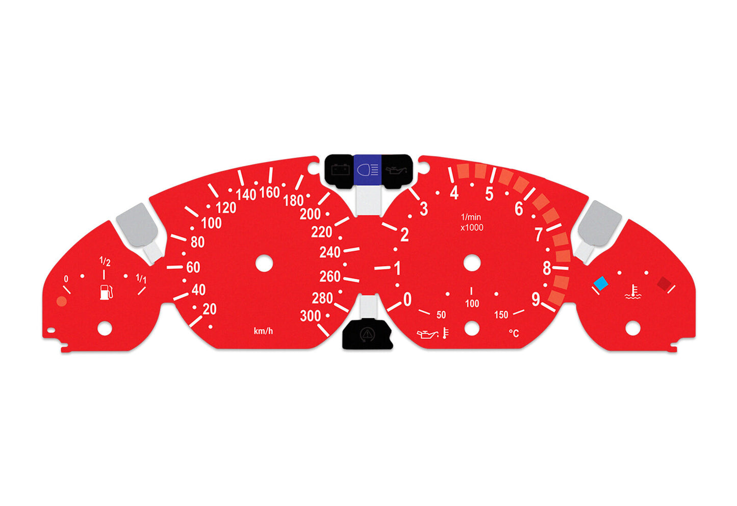 For BMW M3 E46 Red - Speedometer Dials from MPH to Km/h Cluster Gauges