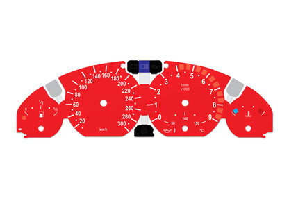 For BMW M3 E46 Red - Speedometer Dials from MPH to Km/h Cluster Gauges