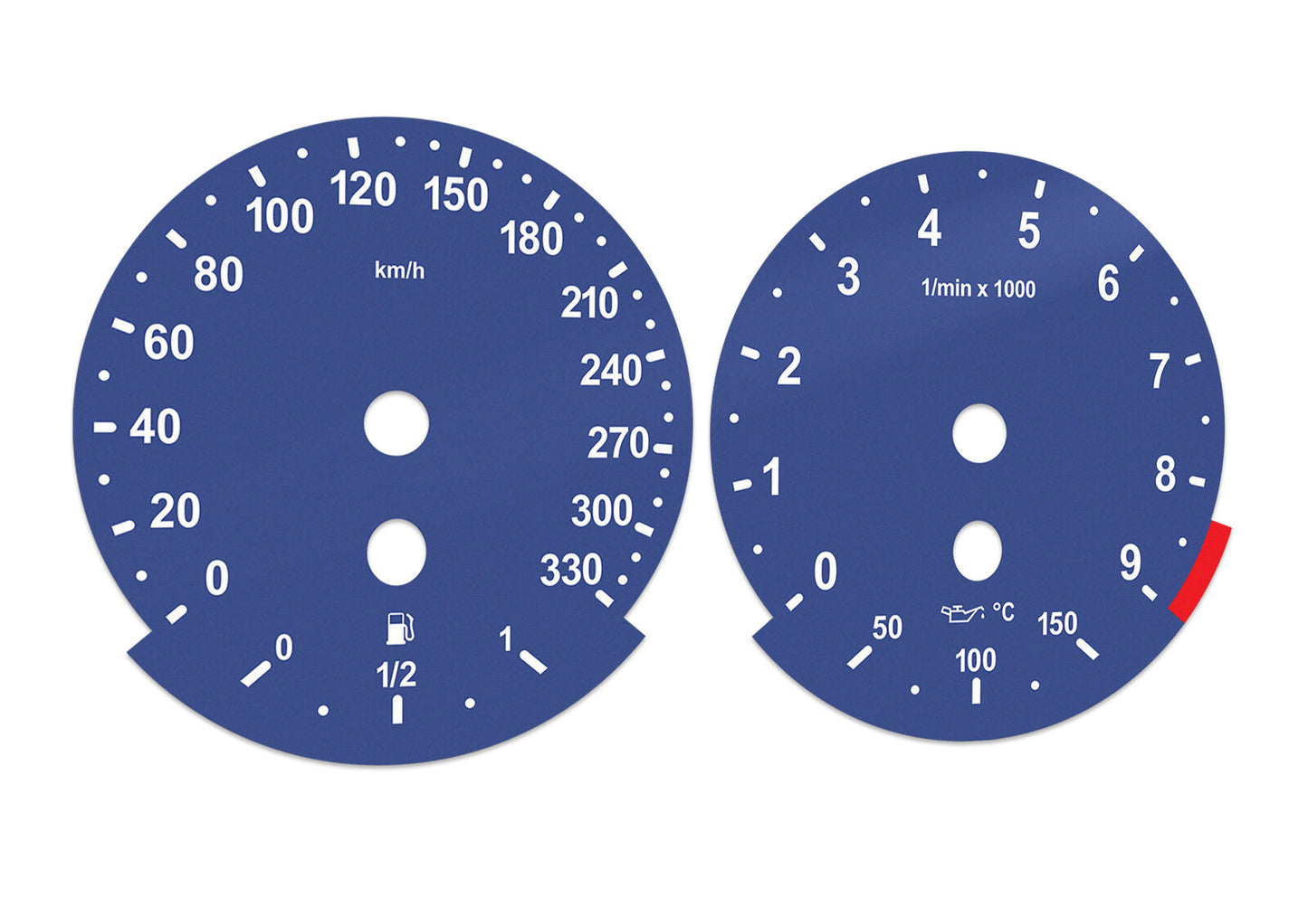 For BMW M5, M6, E60, E63 BLUE - Speedometer Dials from MPH to Km/h Gauges