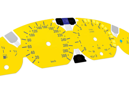 For BMW M3 E46 Yellow - Speedometer Dials from MPH to Km/h Cluster Gauges