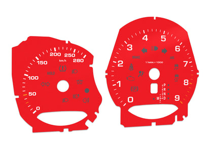 Porsche Boxster 9k rpm Red - Speedometer gauges from MPH to km/h Gauges