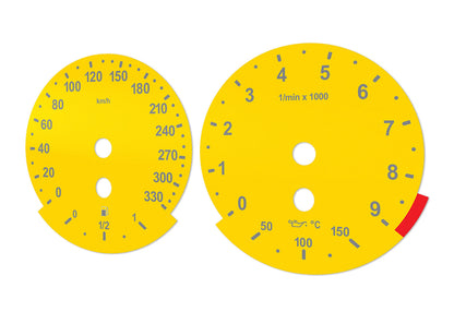 For BMW M5, M6, E60, E63 YELLOW - Speedometer Dials from MPH to Km/h Gauges