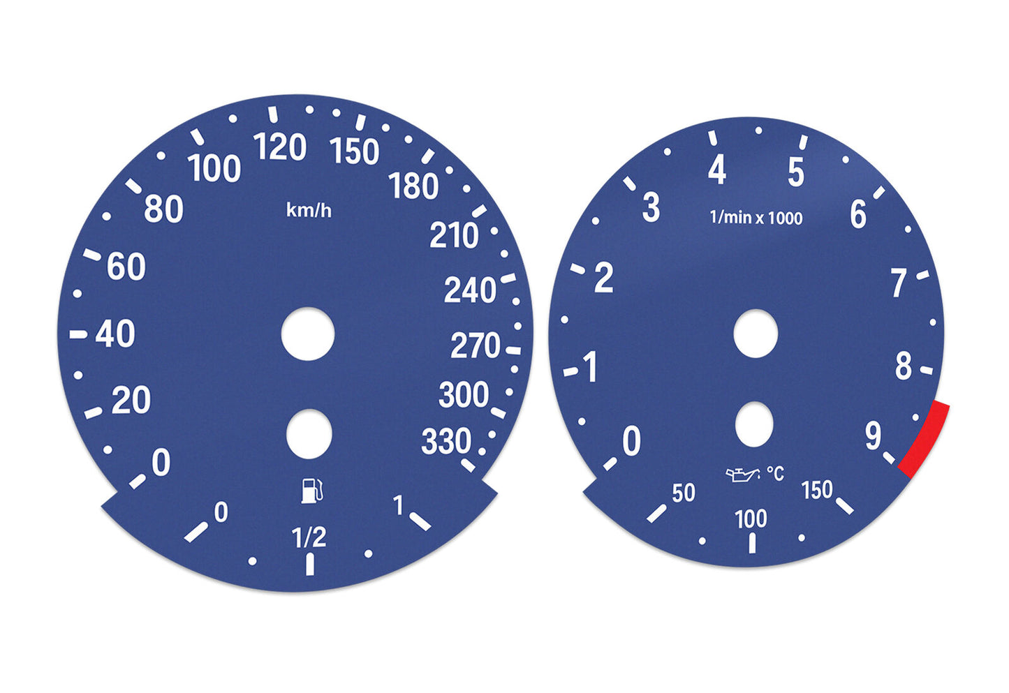 BMW E90, E92 M3 Blue - Speedometer dials MPH to Km/h Gauges