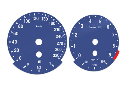 BMW E90, E92 M3 Blue - Speedometer dials MPH to Km/h Gauges