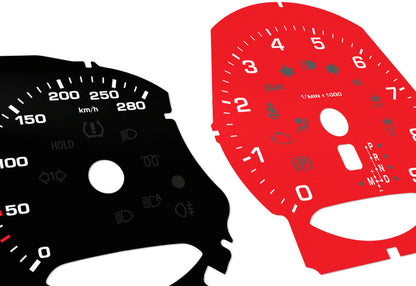 Porsche Boxster 9k rpm Black/Red - Speedometer gauges from MPH to km/h Gauges