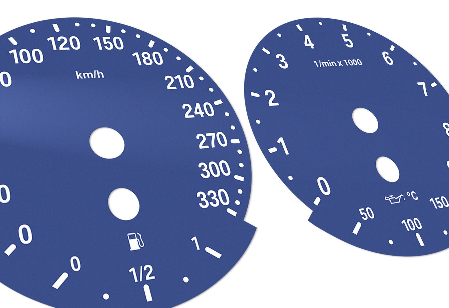 BMW E90, E92 M3 Blue - Speedometer dials MPH to Km/h Gauges